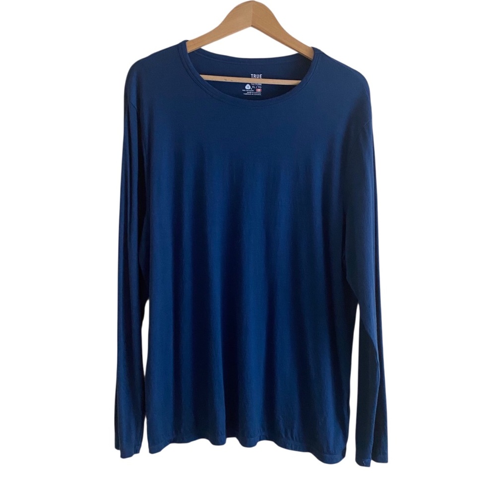 True North Baselayer Shirt Men XL Blue Merino Wool Blend Long Sleeve Gorpcore